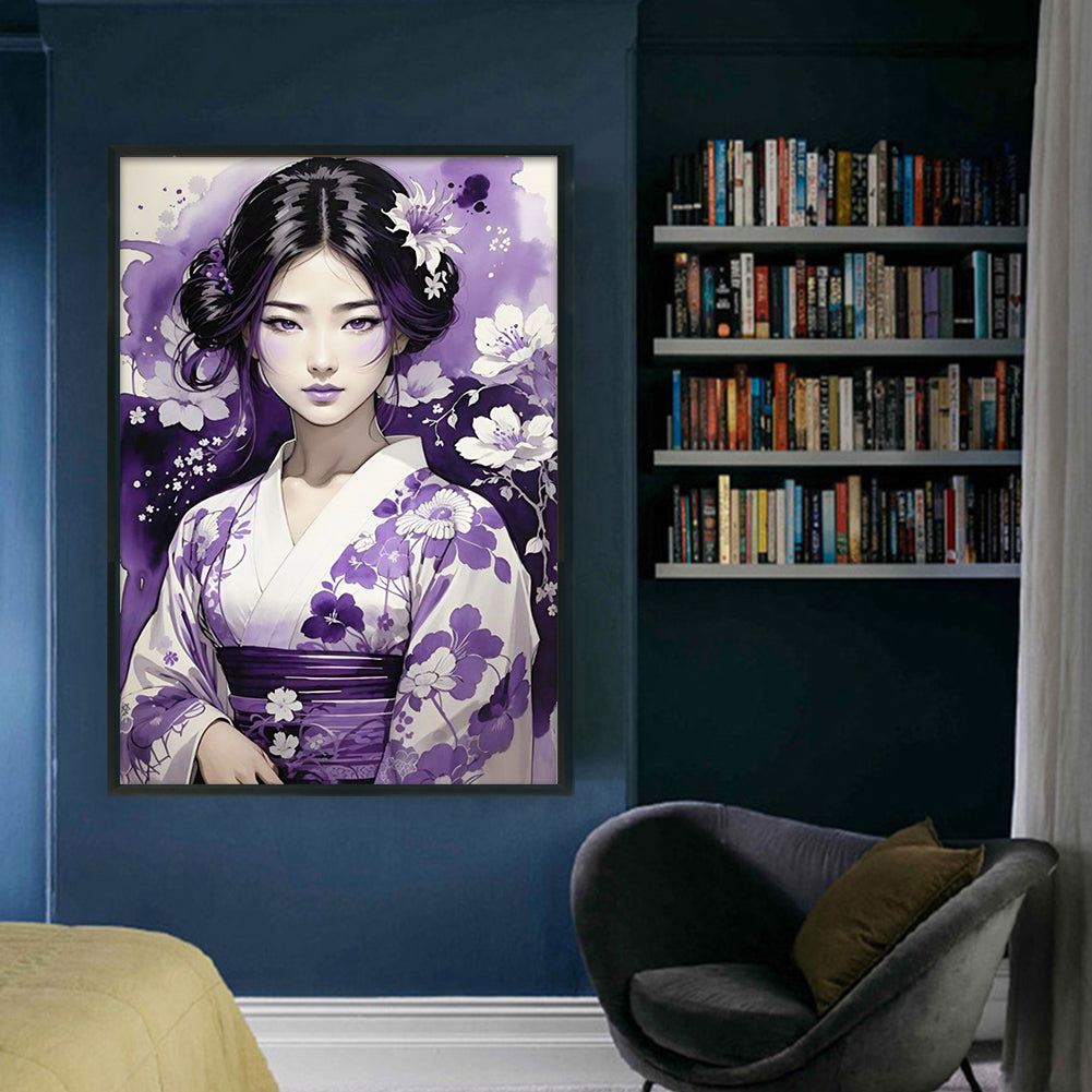 Japanese Retro Woman - Full 11CT Stamped Cross Stitch 40x60CM - Yishu