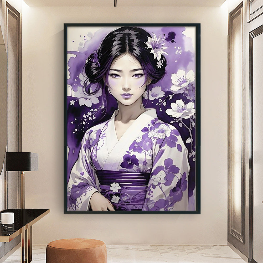 Japanese Retro Woman - Full 11CT Stamped Cross Stitch 40x60CM - Yishu
