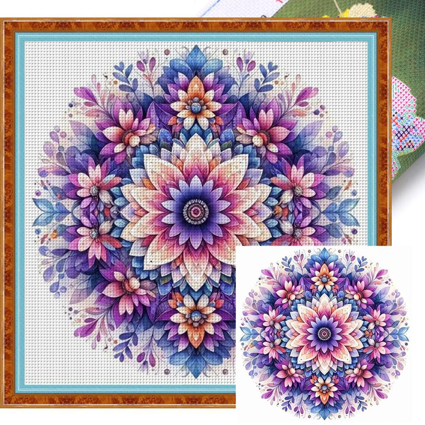 Mandala - Full 11CT Stamped Cross Stitch 40x40CM - Yishu