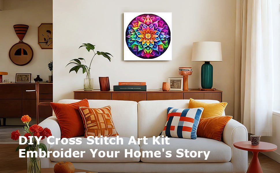 Mandala - Full 11CT Stamped Cross Stitch 40x40CM - Yishu
