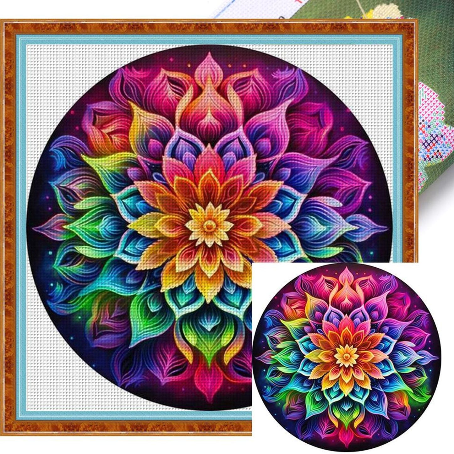 Mandala - Full 11CT Stamped Cross Stitch 40x40CM - Yishu