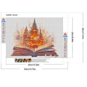 Book Castle 30*40CM(Canvas) Full Round Drill Diamond Painting