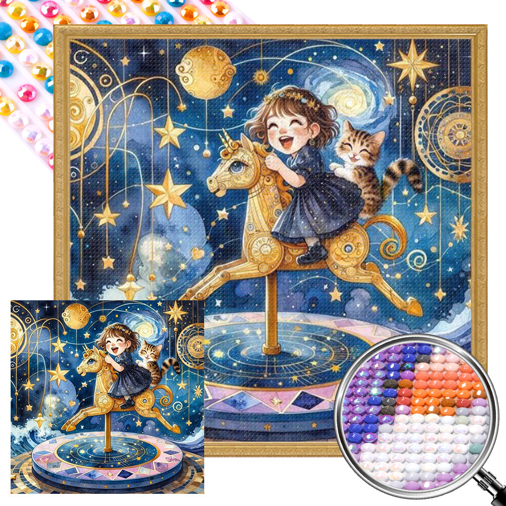 Starry Sky Playground Children 30*30CM(Picture) Full AB Round Drill Diamond Painting