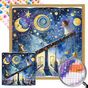 Starry Sky Playground Children 30*30CM(Picture) Full AB Round Drill Diamond Painting