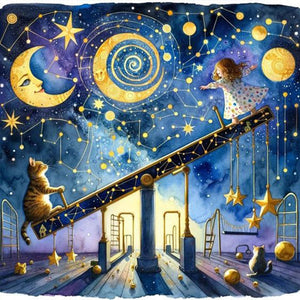 Starry Sky Playground Children 30*30CM(Picture) Full AB Round Drill Diamond Painting