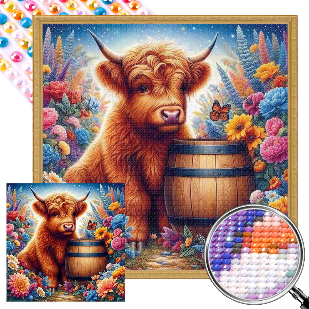 Highland Cattle 30*30CM(Picture) Full AB Round Drill Diamond Painting