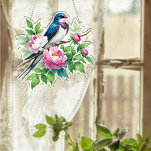 Load image into Gallery viewer, Acrylic 2D Flat DIY Flowers Bird Hanging Diamond Art Kits Wall Door Decoration
