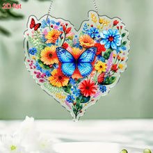 Load image into Gallery viewer, Acrylic 2D Flat DIY Butterfly Heart Hanging Diamond Art Kits Wall Door Decor

