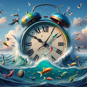 Alarm Clock In Water 40*40CM(Picture) Full AB Round Drill Diamond Painting