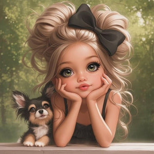 Cute Big Eyes Girl 40*40CM(Canvas) Full Round Drill Diamond Painting