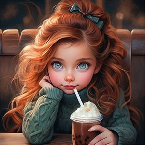 Cute Big Eyes Girl 40*40CM(Canvas) Full Round Drill Diamond Painting