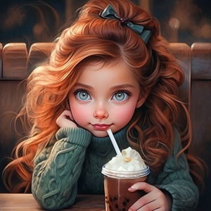 Cute Big Eyes Girl 40*40CM(Canvas) Full Round Drill Diamond Painting