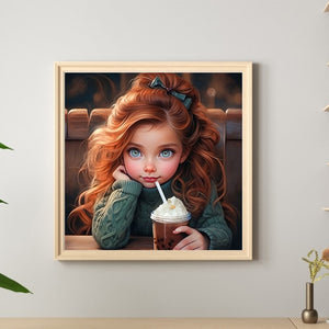 Cute Big Eyes Girl 40*40CM(Canvas) Full Round Drill Diamond Painting