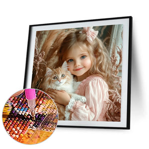 Cute Big Eyes Girl 40*40CM(Canvas) Full Round Drill Diamond Painting