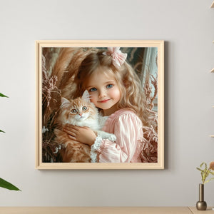 Cute Big Eyes Girl 40*40CM(Canvas) Full Round Drill Diamond Painting