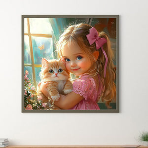 Cute Big Eyes Girl 40*40CM(Canvas) Full Round Drill Diamond Painting