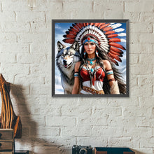 Load image into Gallery viewer, Indian Woman And Wolf 40*40CM(Canvas) Full Round Drill Diamond Painting
