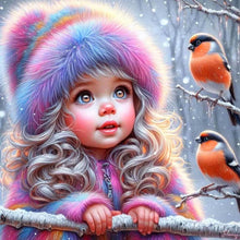 Load image into Gallery viewer, Winter Bird Girl 30*30CM(Canvas) Full Round Drill Diamond Painting
