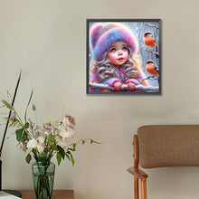 Load image into Gallery viewer, Winter Bird Girl 30*30CM(Canvas) Full Round Drill Diamond Painting
