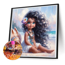 Load image into Gallery viewer, Curly-Haired Girl By The Sea With Shells 30*30CM(Canvas) Full Round Drill Diamond Painting
