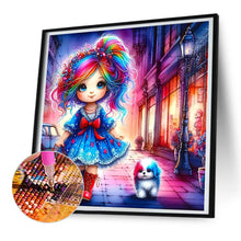 Load image into Gallery viewer, Colorful Hair Girl And Colorful Puppy 30*30CM(Canvas) Full Round Drill Diamond Painting
