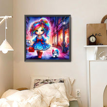 Load image into Gallery viewer, Colorful Hair Girl And Colorful Puppy 30*30CM(Canvas) Full Round Drill Diamond Painting
