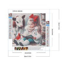 Load image into Gallery viewer, Cow And Cardinal Girl Reading A Book 30*30CM(Canvas) Full Round Drill Diamond Painting

