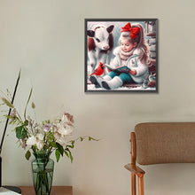 Load image into Gallery viewer, Cow Red Cardinal Reading Girl 30*30CM(Canvas) Full Round Drill Diamond Painting
