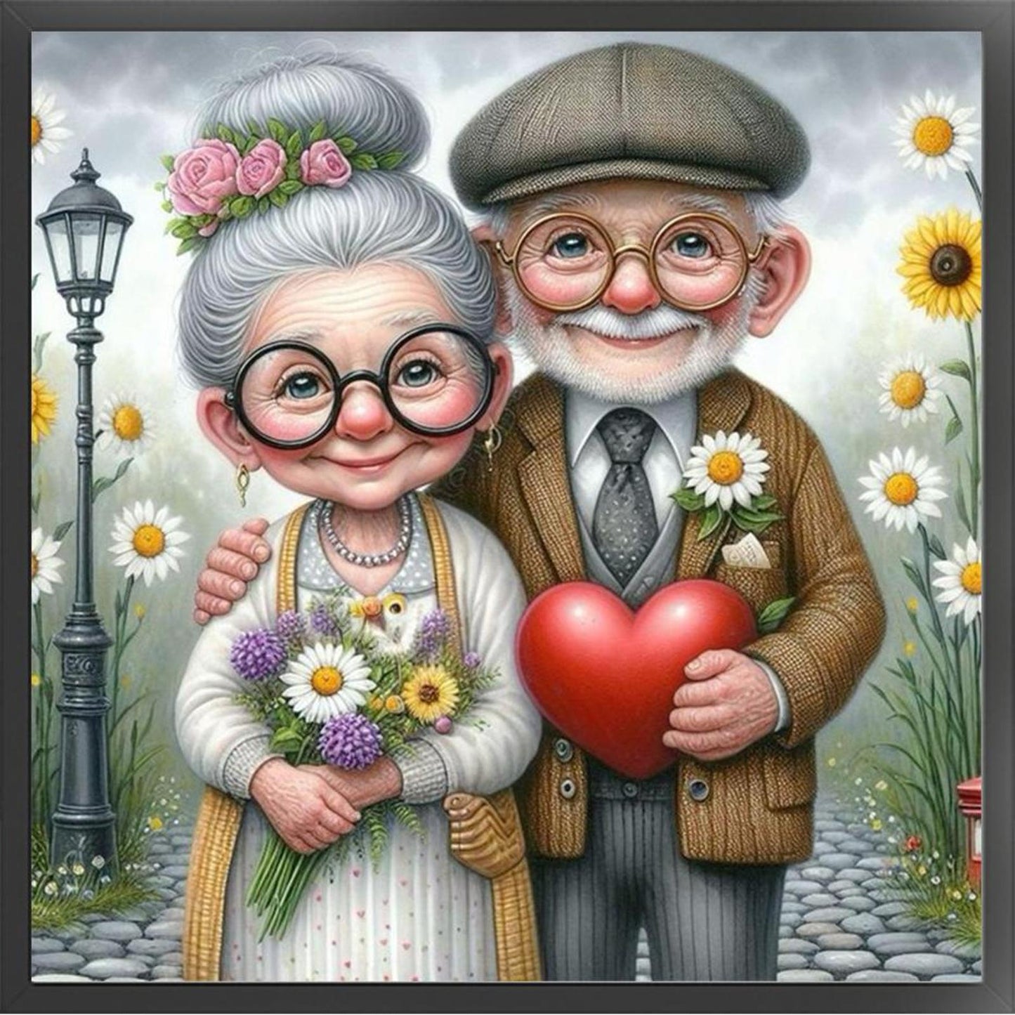 Elderly Couple - Full 11CT Stamped Cross Stitch 40x40CM - Huacan