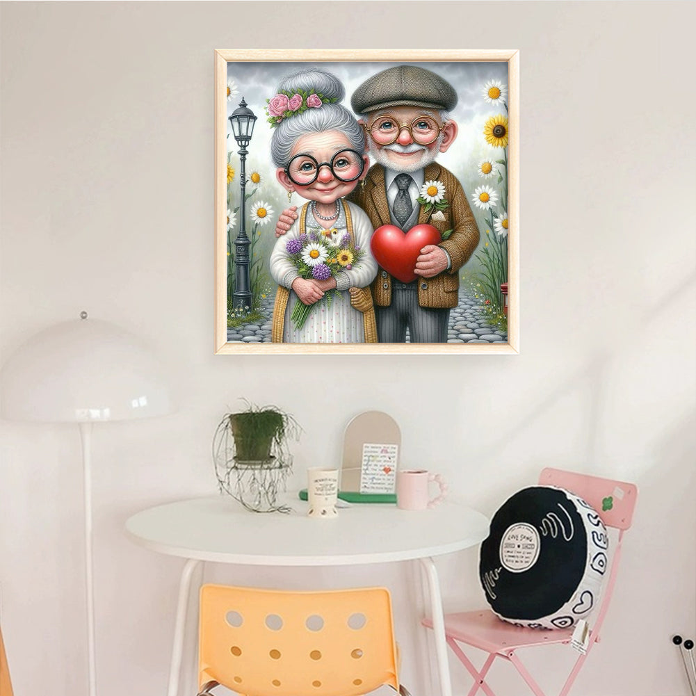 Elderly Couple - Full 11CT Stamped Cross Stitch 40x40CM - Huacan