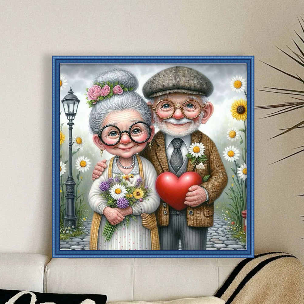 Elderly Couple - Full 11CT Stamped Cross Stitch 40x40CM - Huacan