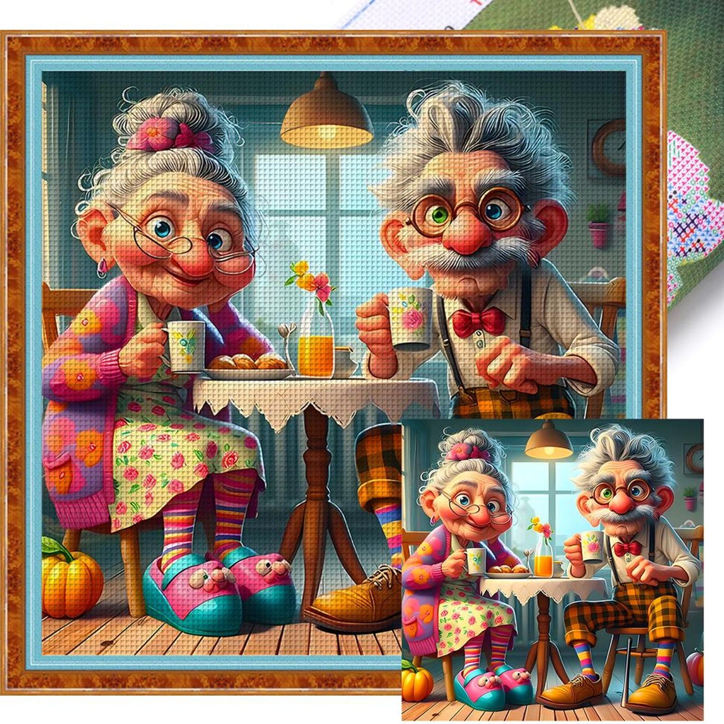 Elderly Couple - Full 11CT Stamped Cross Stitch 40x40CM - Huacan