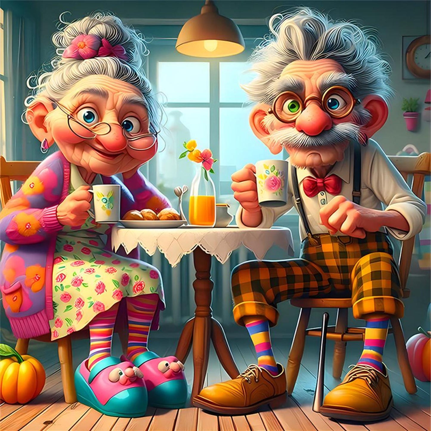 Elderly Couple - Full 11CT Stamped Cross Stitch 40x40CM - Huacan