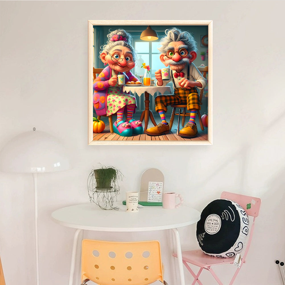 Elderly Couple - Full 11CT Stamped Cross Stitch 40x40CM - Huacan