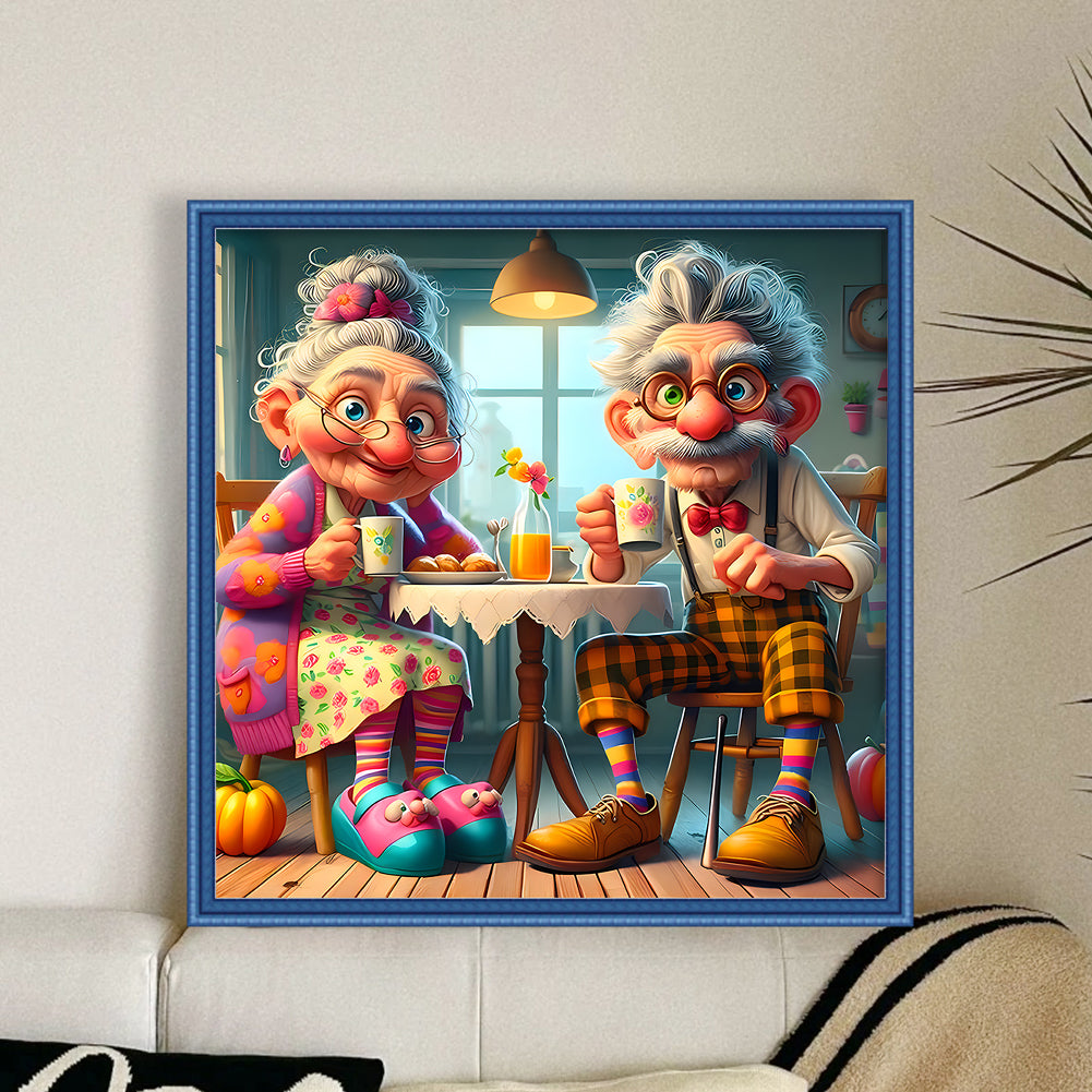 Elderly Couple - Full 11CT Stamped Cross Stitch 40x40CM - Huacan