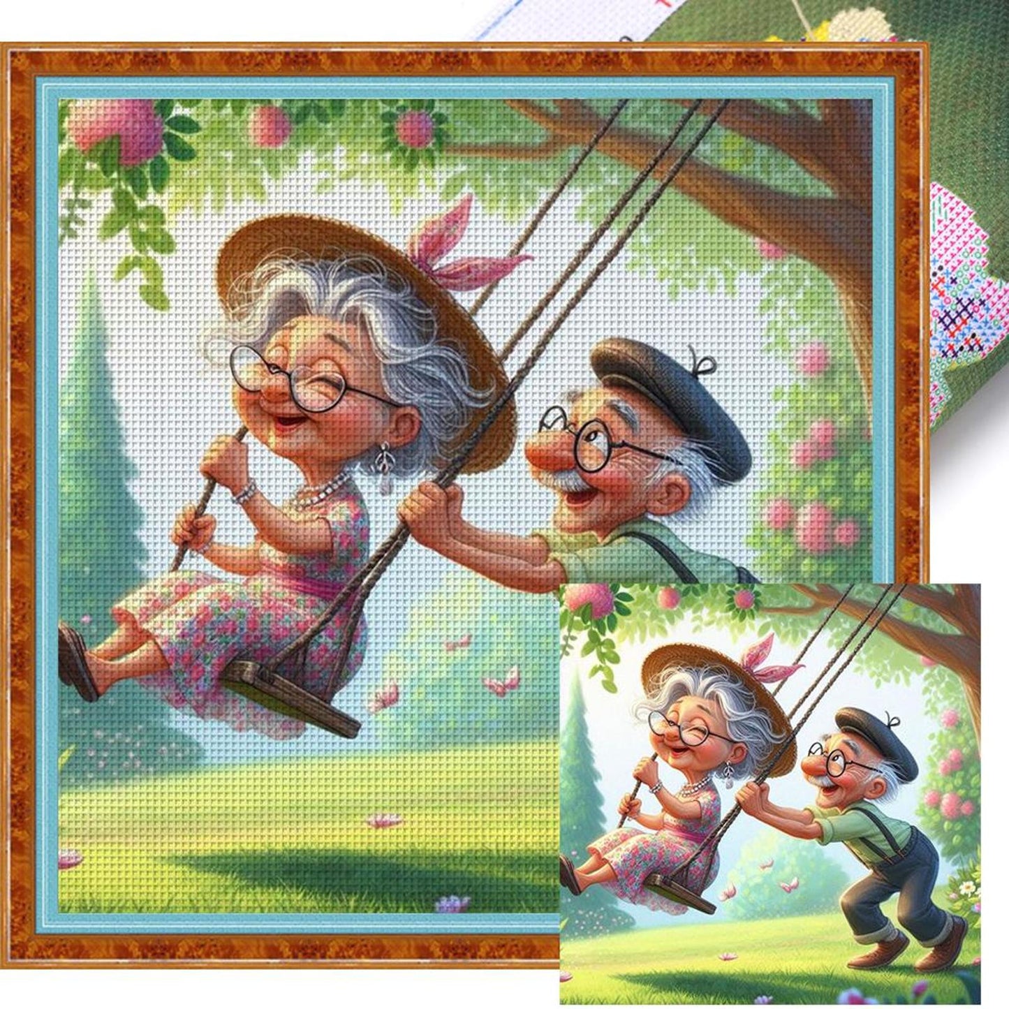 Elderly Couple - Full 11CT Stamped Cross Stitch 40x40CM - Huacan