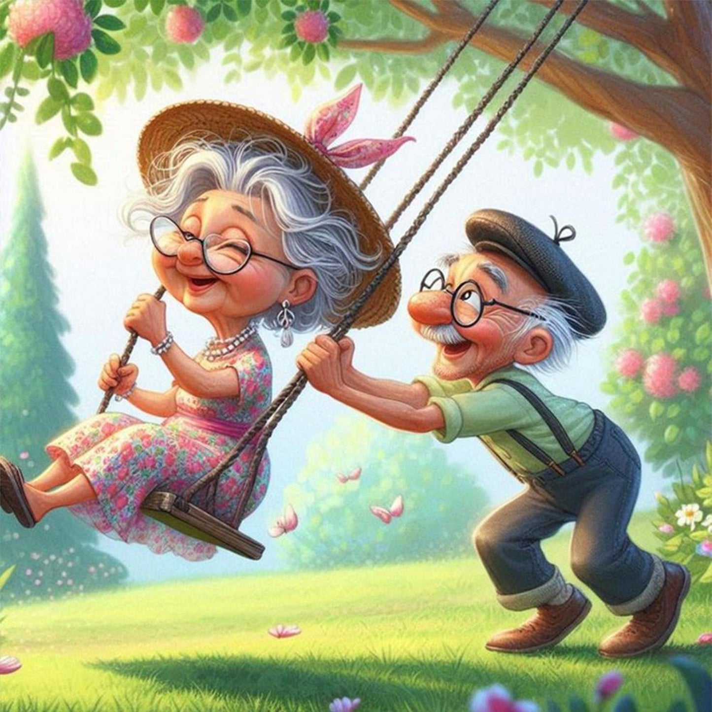 Elderly Couple - Full 11CT Stamped Cross Stitch 40x40CM - Huacan