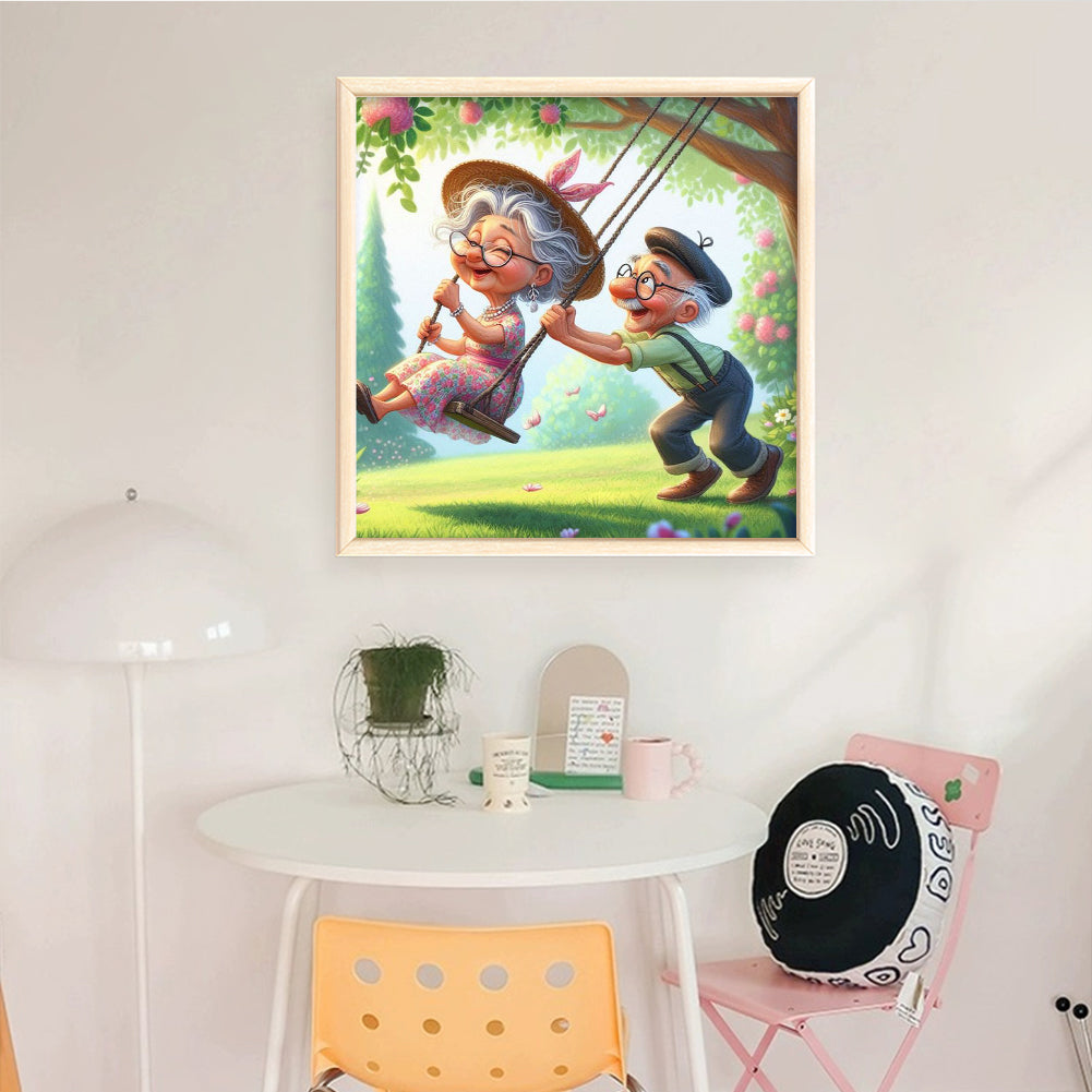 Elderly Couple - Full 11CT Stamped Cross Stitch 40x40CM - Huacan