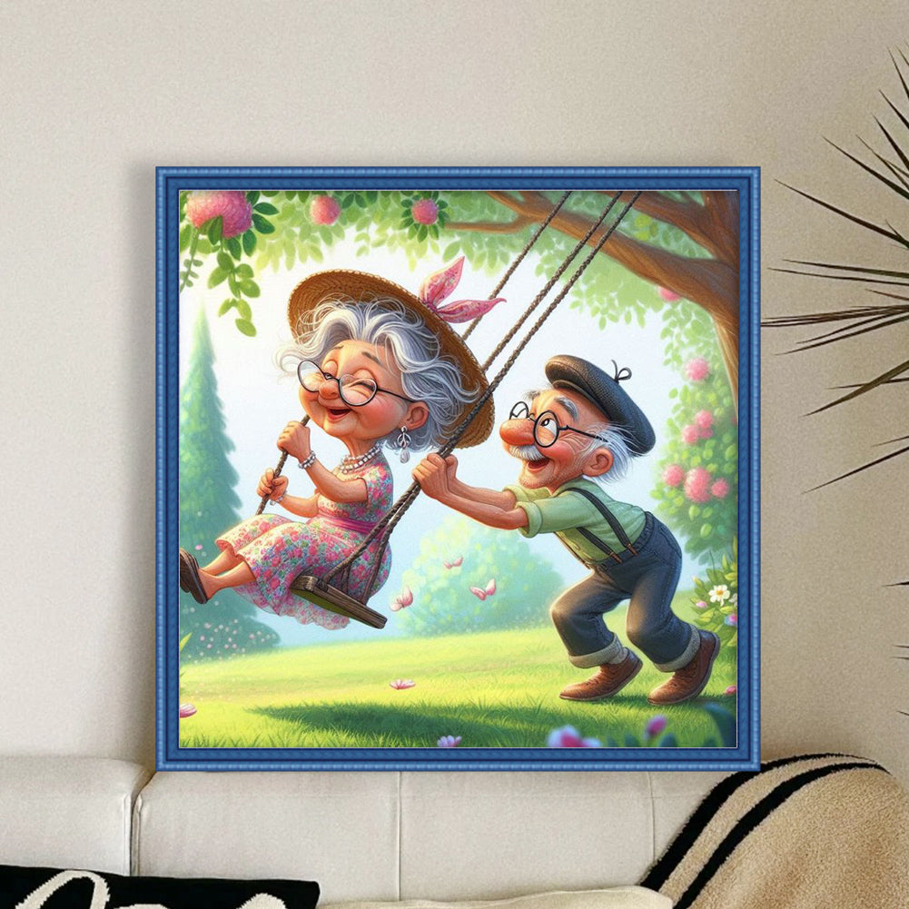 Elderly Couple - Full 11CT Stamped Cross Stitch 40x40CM - Huacan