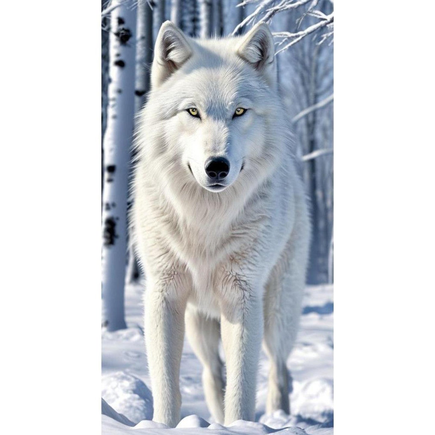 Wolf In Snow - Full 14CT Stamped Cross Stitch 40x70CM - Huacan