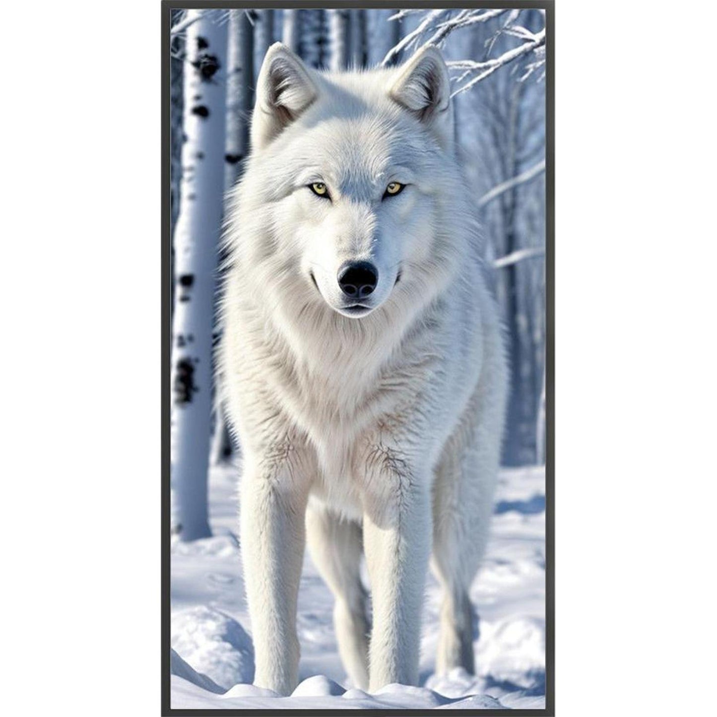 Wolf In Snow - Full 14CT Stamped Cross Stitch 40x70CM - Huacan