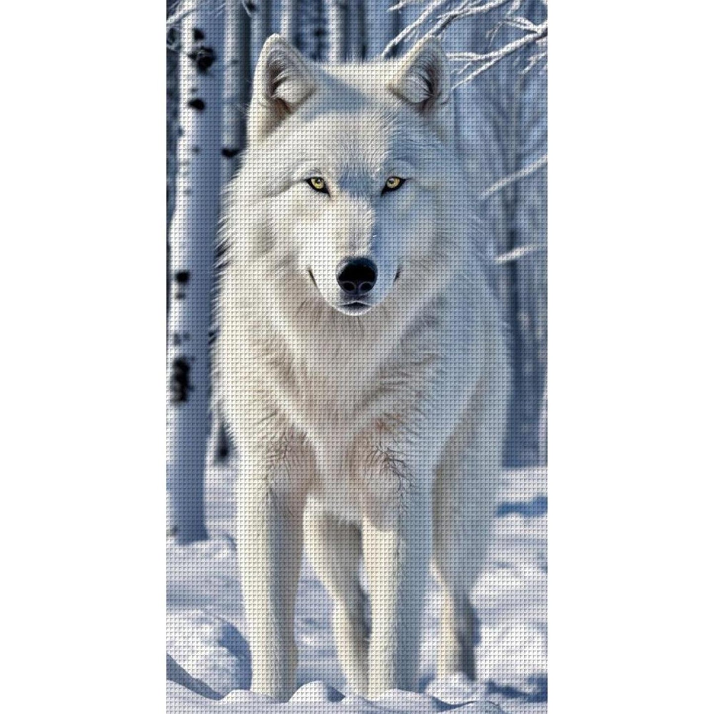 Wolf In Snow - Full 14CT Stamped Cross Stitch 40x70CM - Huacan
