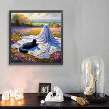 Load image into Gallery viewer, Flowers Black Cat Little Ghost 30*30CM(Picture) Full Square Drill Diamond Painting
