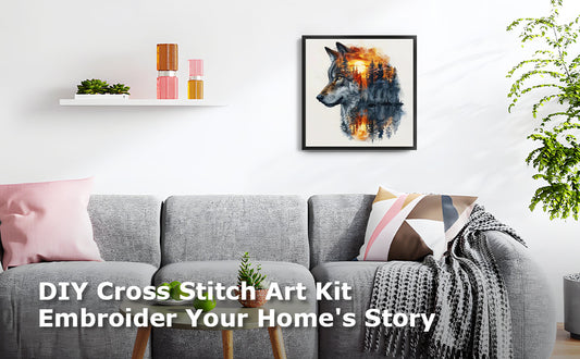Forest Wolf - Full 14CT Stamped Cross Stitch 45x45CM - Huacan