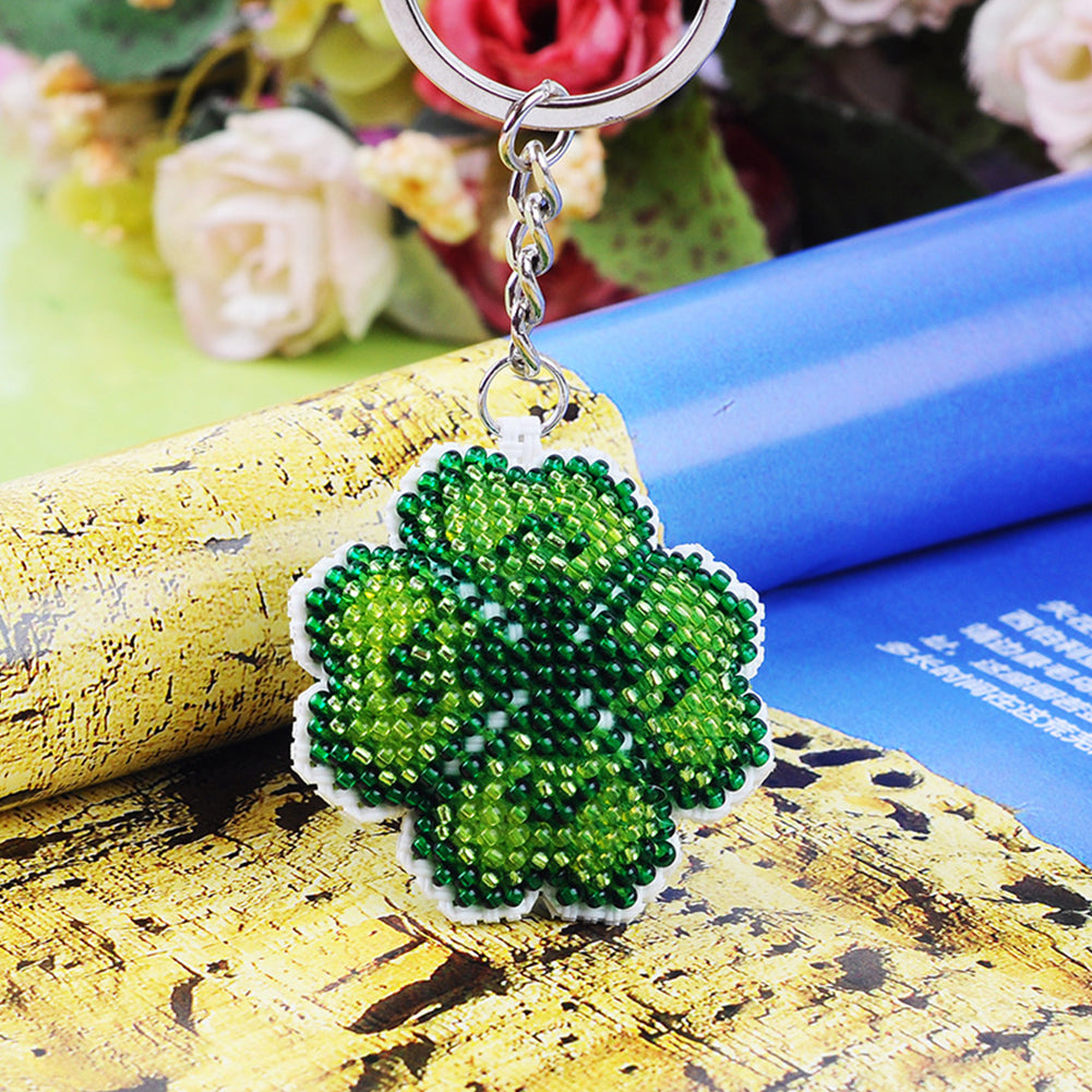 Four-Leaf Clover Beaded Counted Cross Stitch Ornament Kit for Adults Beginners