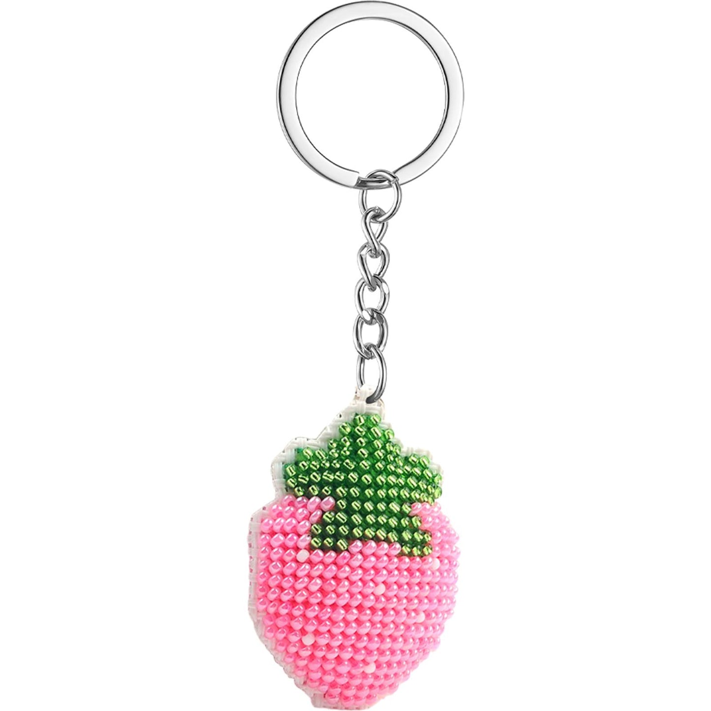 Pink Strawberry Beaded Counted Cross Stitch Ornament Kit for Adults Beginners