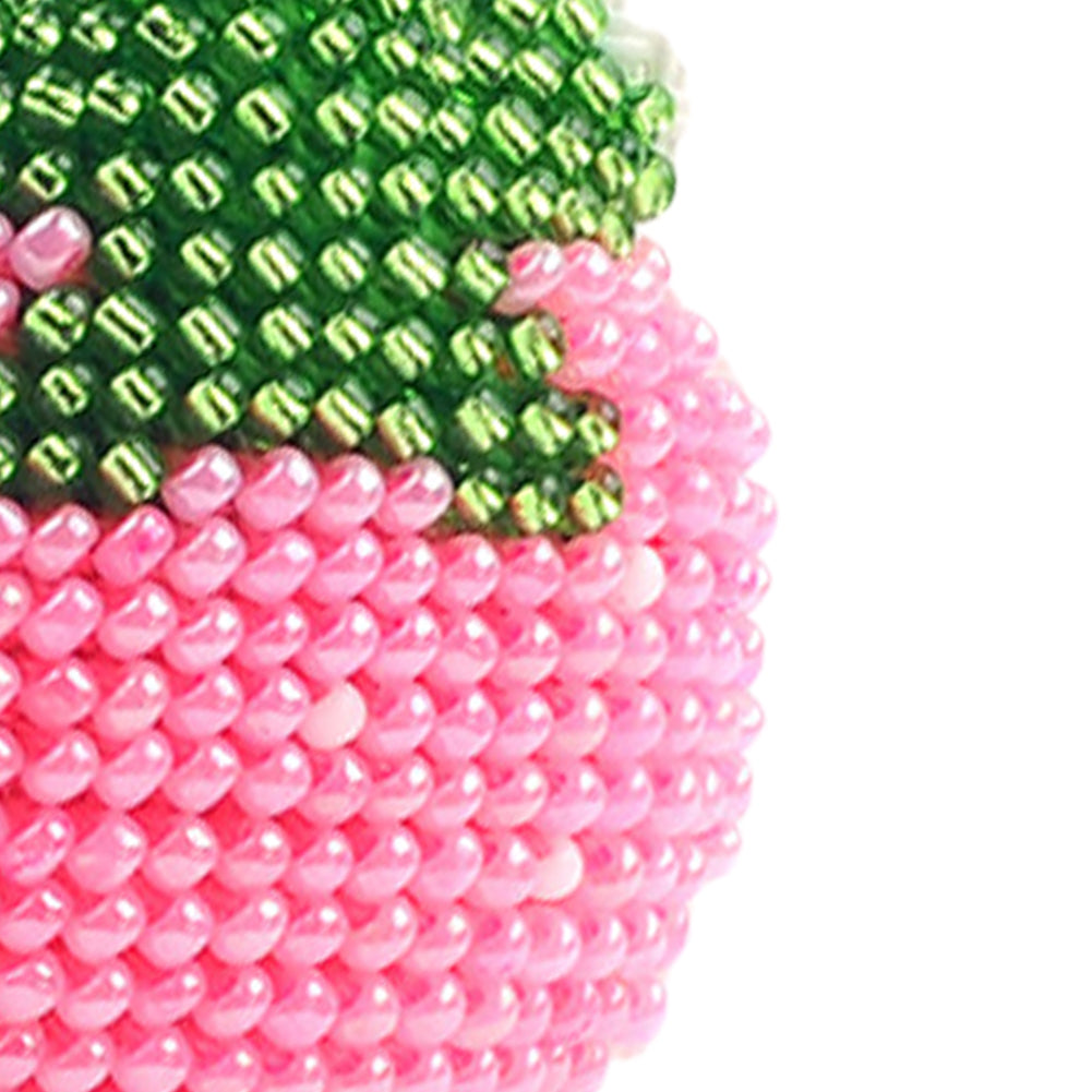 Pink Strawberry Beaded Counted Cross Stitch Ornament Kit for Adults Beginners