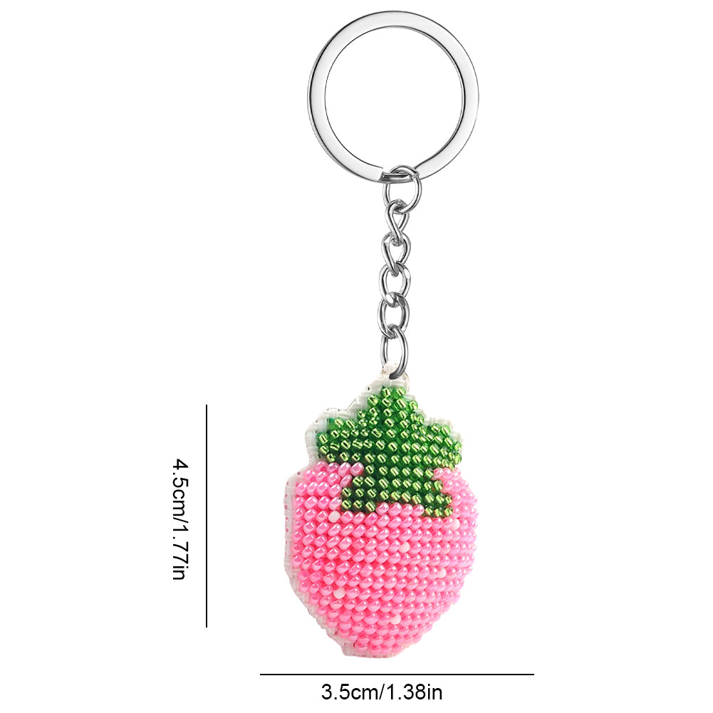 Pink Strawberry Beaded Counted Cross Stitch Ornament Kit for Adults Beginners