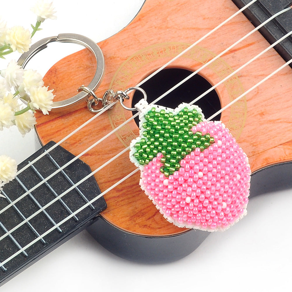 Pink Strawberry Beaded Counted Cross Stitch Ornament Kit for Adults Beginners