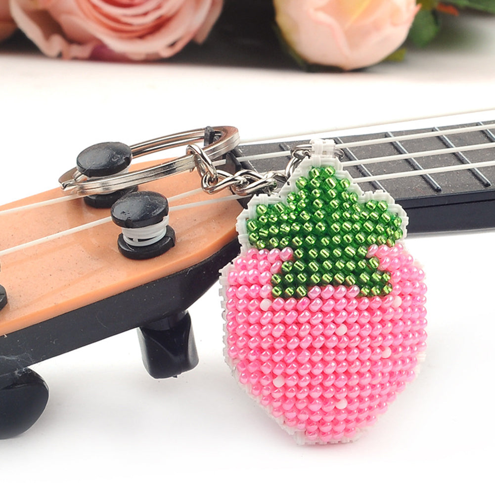 Pink Strawberry Beaded Counted Cross Stitch Ornament Kit for Adults Beginners